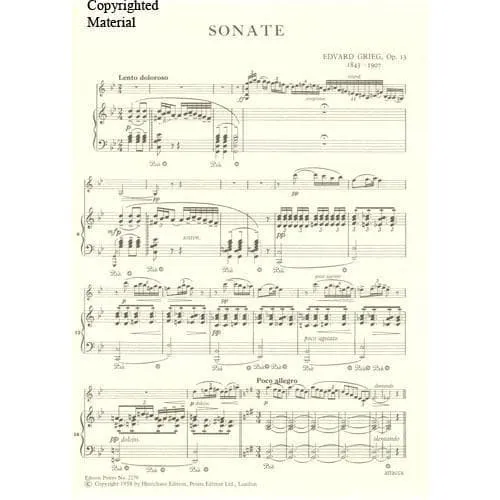 Edition Peters Grieg Sonate Nr.2 G-Dur Op.13 Noten Violine Klavier