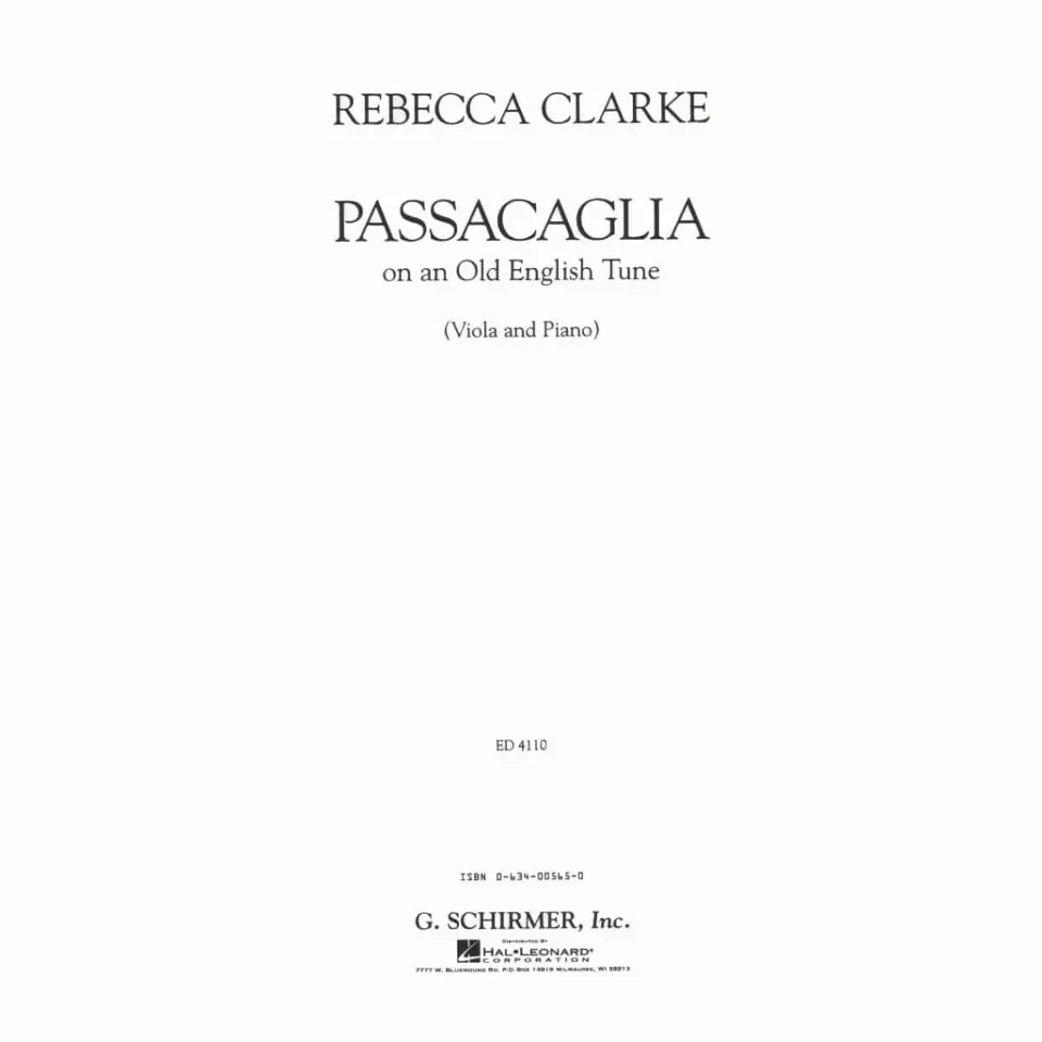 Schirmer Clarke Passacaglia Noten Viola Klavier