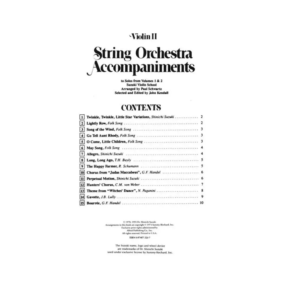 Shar Suzuki Orchesterbegleitung Vol.1-2 Noten Violine 2