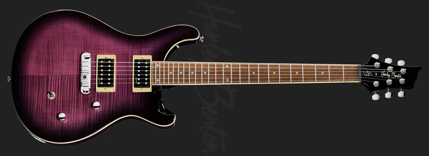 Harley Benton CST-24 E-Gitarre Purple Burst Ahorndecke Split