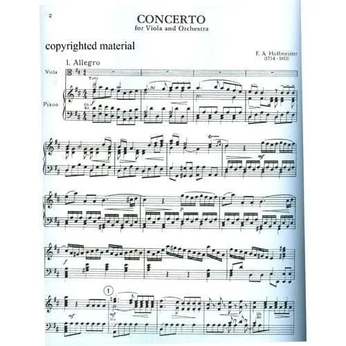 Kalmus Hoffmeister Concerto D-Dur Noten für Viola