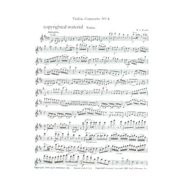 Schirmer Mozart Konzert Nr 4 D-Dur K 218 Violinnoten