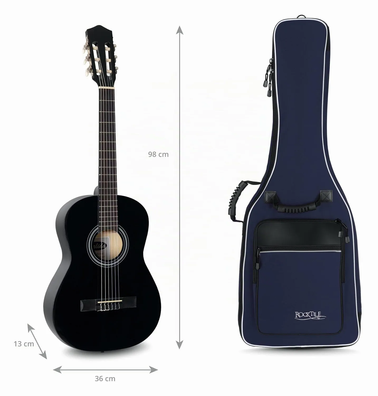 Rocktile 3/4 7/8 Klassik-Gitarrentasche Gigbag blau gepolstert