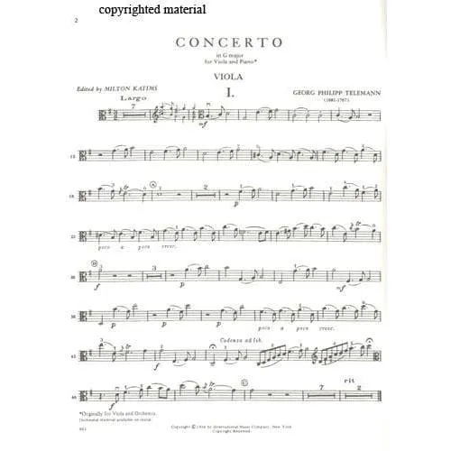 Telemann Konzert G-Dur Viola Noten Katims