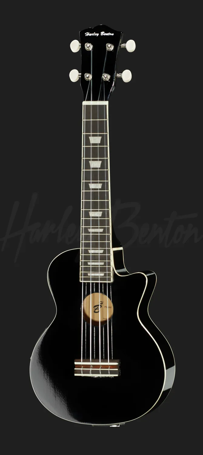 Harley Benton UK-L100E BK Sopran-Ukulele schwarz Elektro