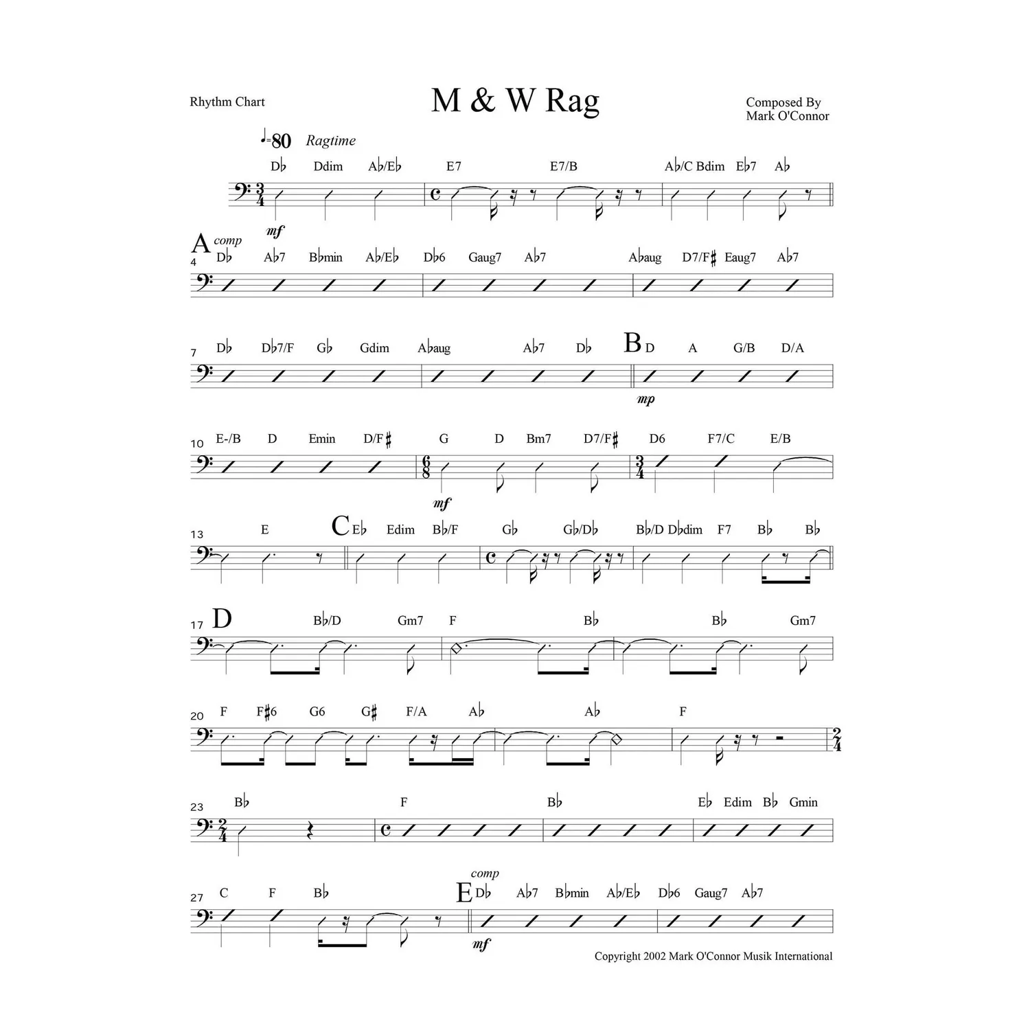 Shar Music Mark O’Connor M & W Rag Noten Download Rhythm Chart
