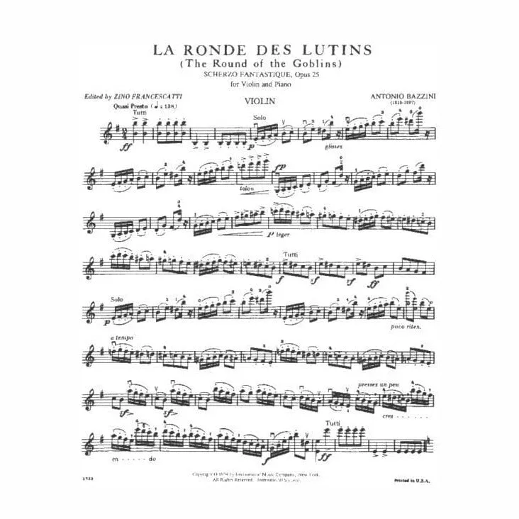International Bazzini La Ronde des Lutins Op 25 Violinnoten