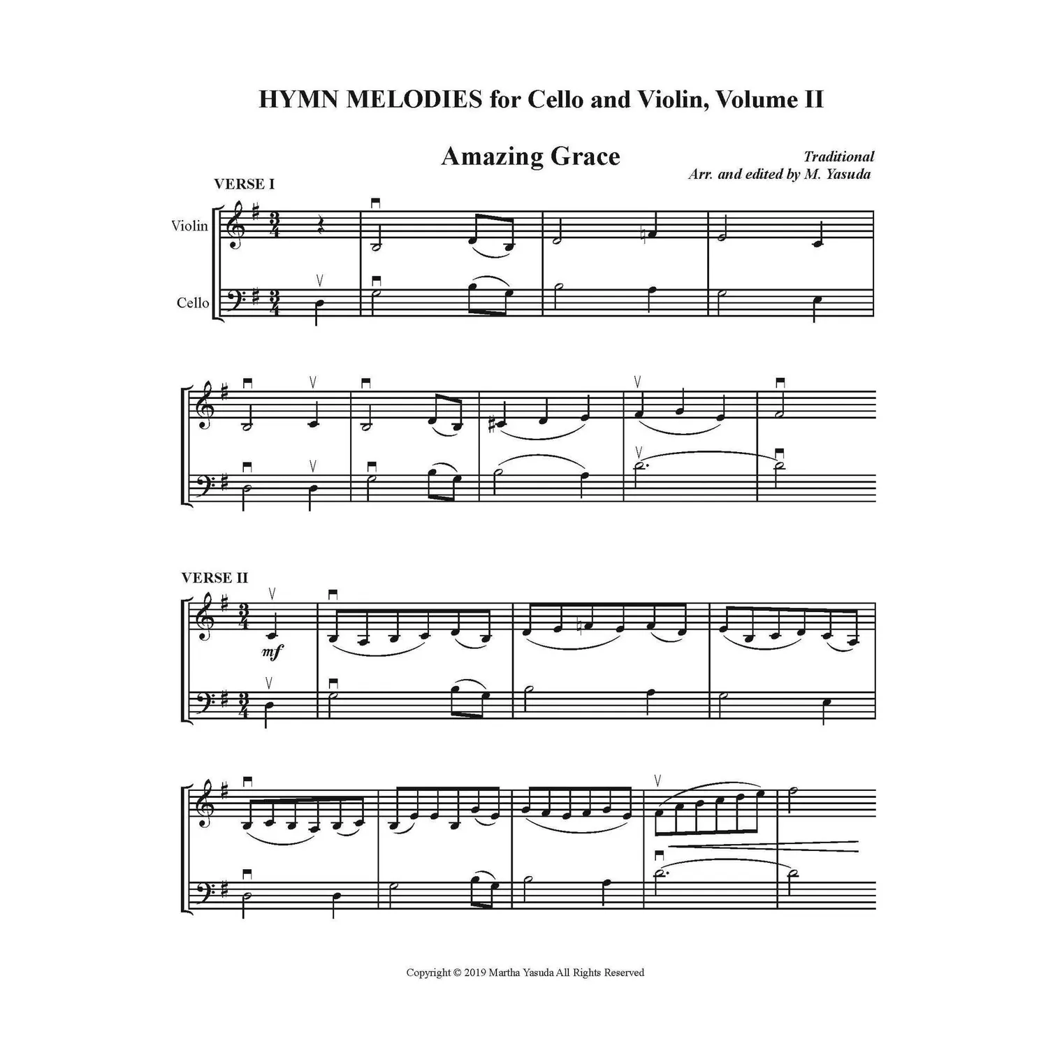 Yasuda Hymn Melodies Vol. II Noten-Download Cello Violine