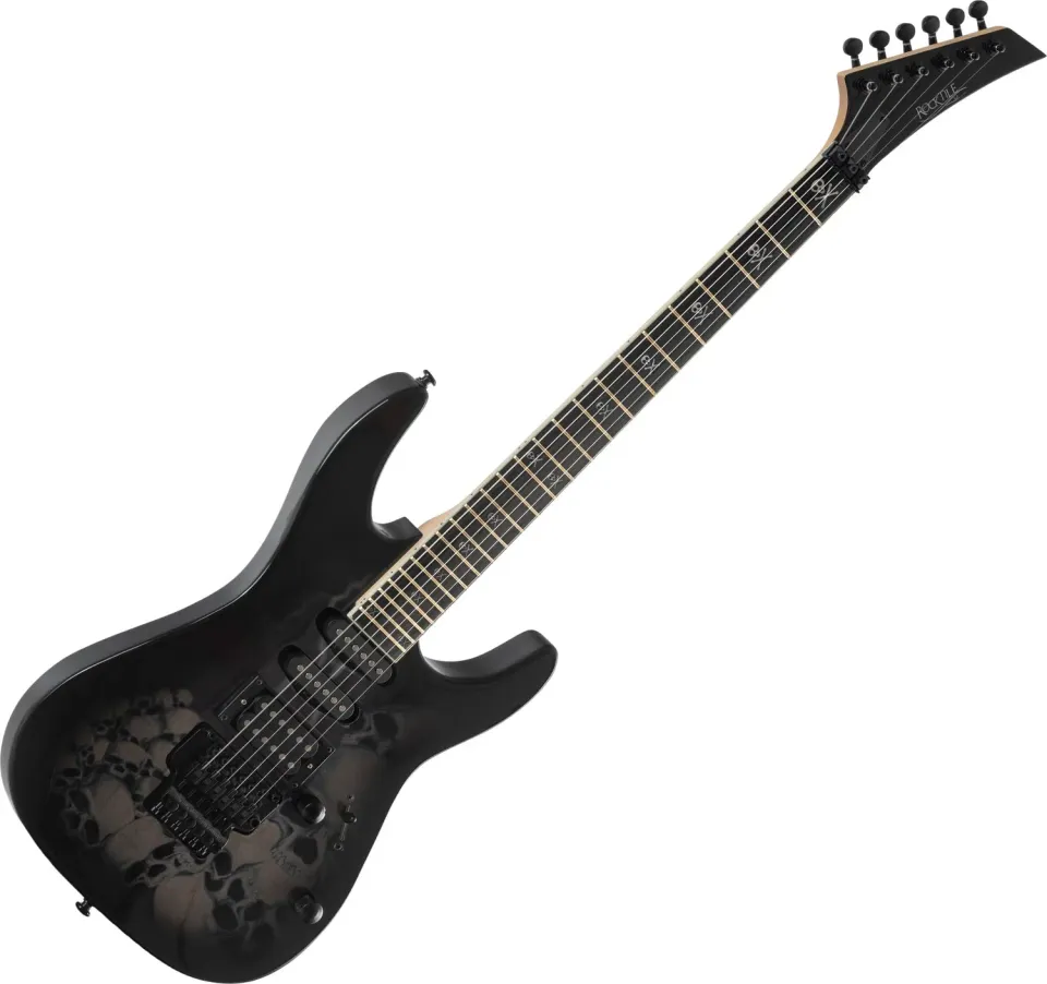 Rocktile Pro JK150-BSK Skull E-Gitarre HSS schwarz
