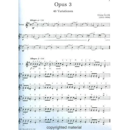 Sevcik 40 Variationen op. 3 Violinenoten Bosworth