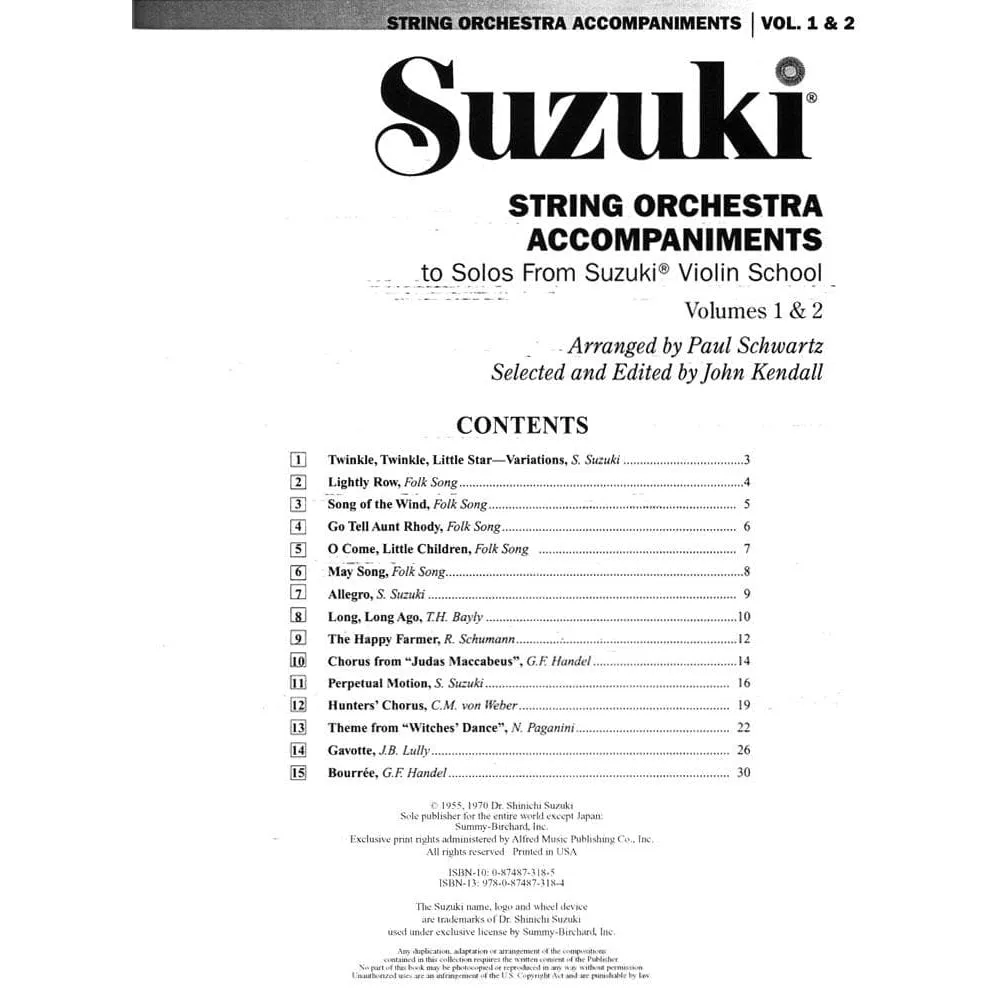 Suzuki Violin School Vol. 1-2 Noten Streichorchester Partitur