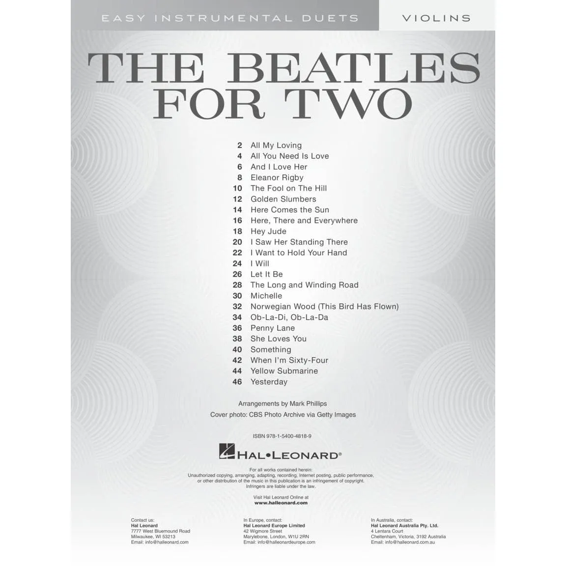 Hal Leonard Beatles for Two Violinen-Duette 23 Hits