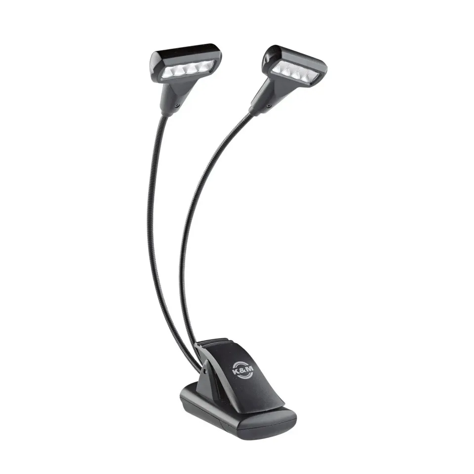 K&M T-Model Double Notenpultleuchte 4-LED schwarz warmweiß