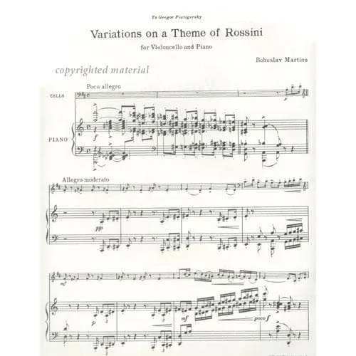 Martinu Rossini Variationen Op 290 Cello Klavier Noten