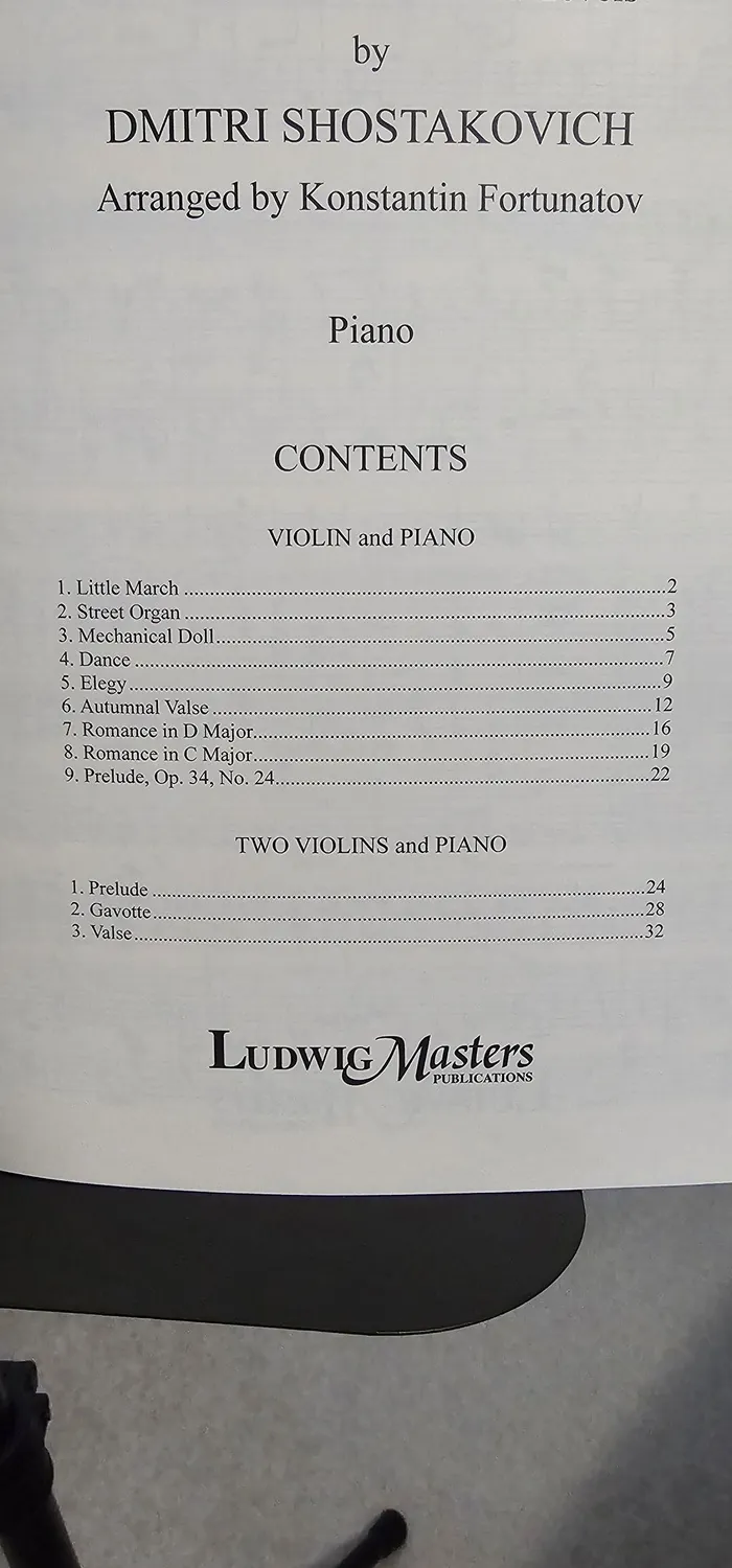 Ludwig Masters Schostakowitsch Stücke Noten 2 Violinen Klavier