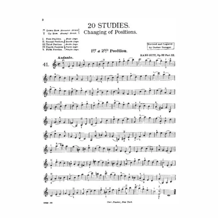 Carl Fischer Sitt 20 Etüden Op. 32 Heft 3 Violine Noten