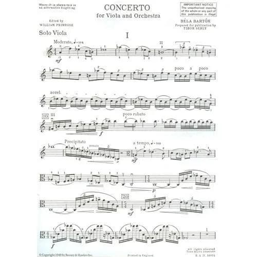 Boosey & Hawkes Bartok Viola Konzert Serly Klavier
