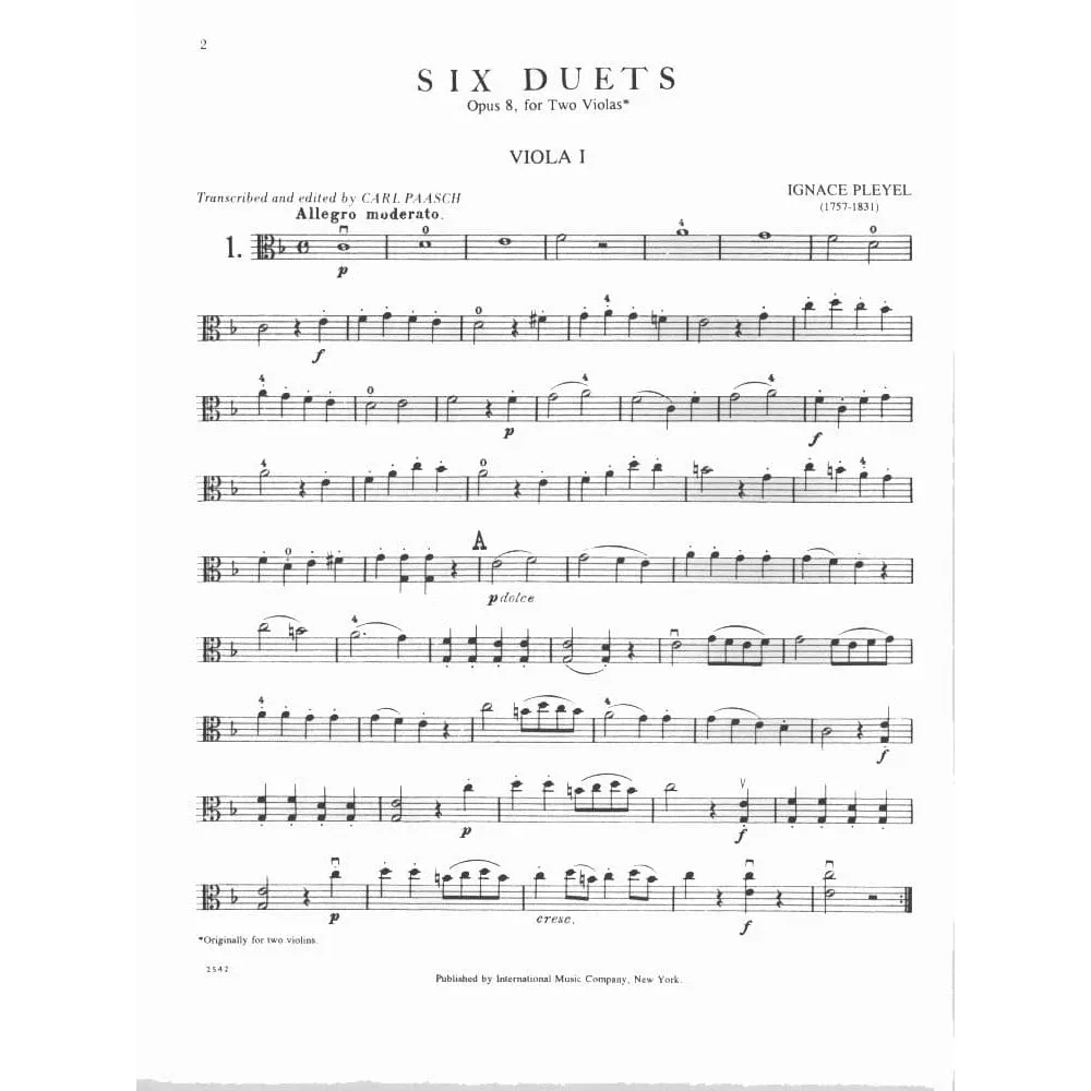 Shar Music Pleyel Six Duets Op 8 Bratschennoten 2 Violen