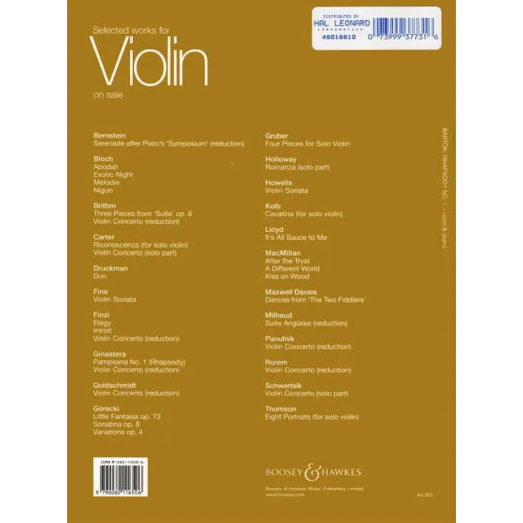Shar Music Bartók First Rhapsody Sz 94a Violinnoten Klavier