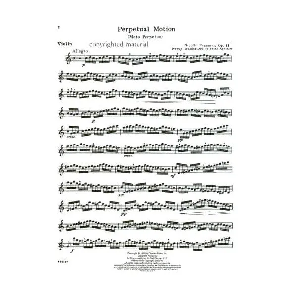 Carl Fischer Paganini Moto Perpetuo Violine Klaviernoten op. 11