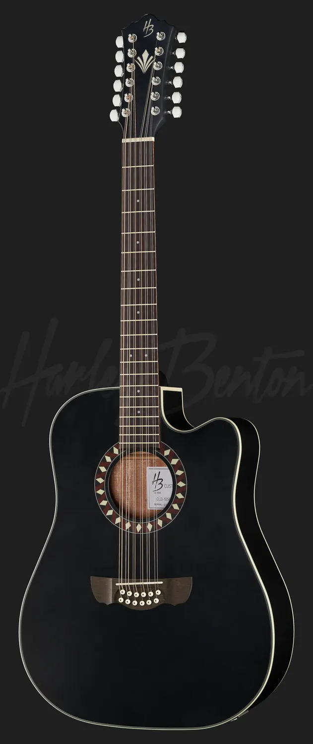 Harley Benton Custom Line CLD-10SCE-12 Westerngitarre 12-saitig Schwarz