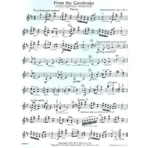 G. Schirmer From The Canebrake Op. 5 Nr. 1 Violinenoten Violine Klavier