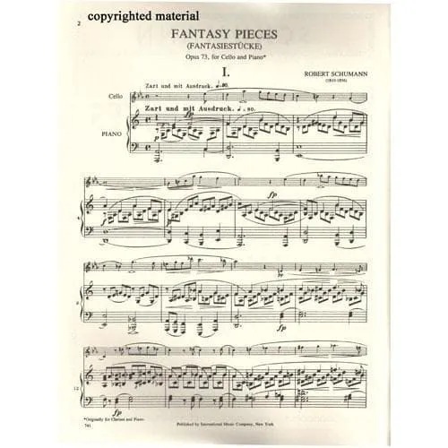 Shar Music Schumann Fantasiestücke Op.73 Noten Cello Klavier