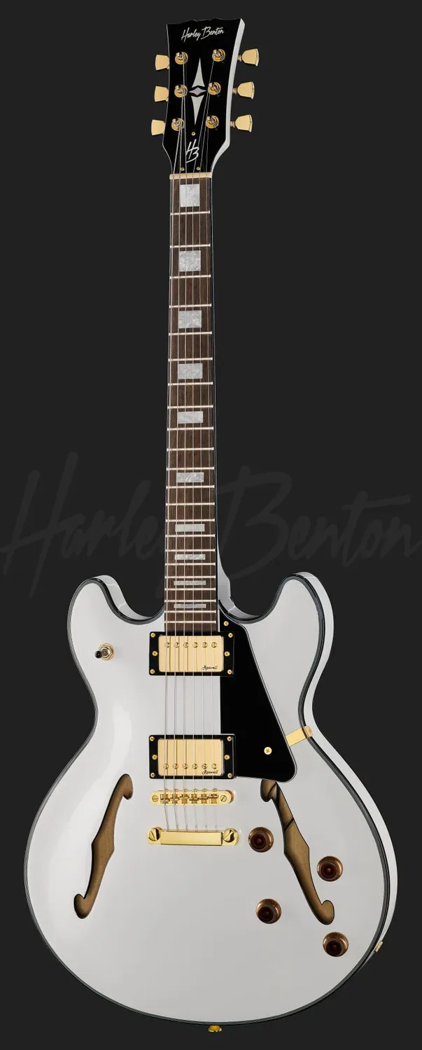 Harley Benton HB-35Plus Semi-Hollow E-Gitarre White Humbucker
