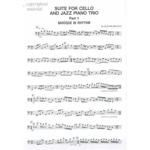 Bolling Suite Cello Jazz Trio Noten Stimmen-Set Klavier