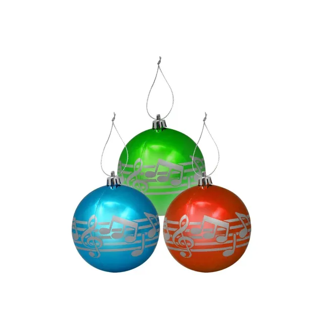 Noten Christbaumkugeln 3er-Set rot blau grün