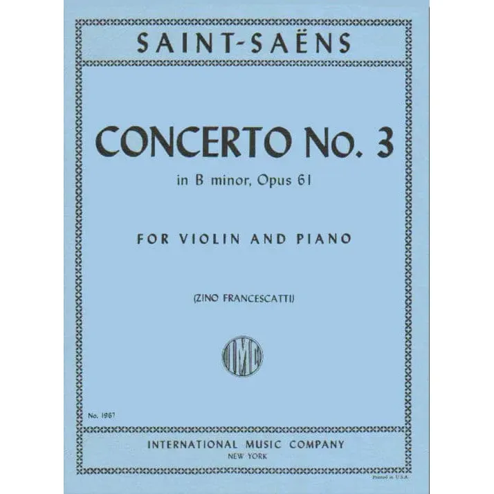 Saint-Saens Konzert Nr 3 h-moll Op 61 Violine Klavier Noten