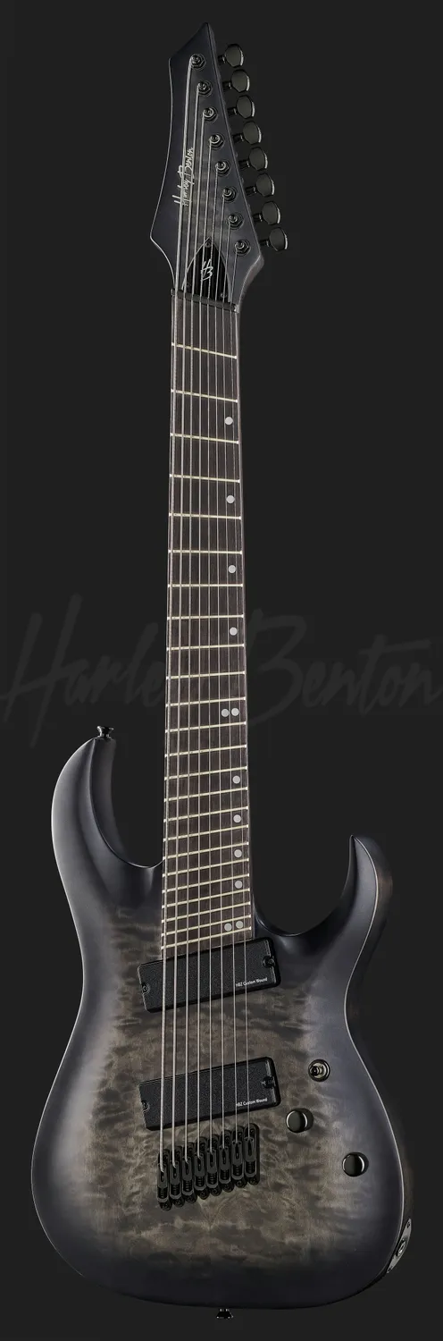 Harley Benton MultiScale-8 8-Saiter E-Gitarre schwarz