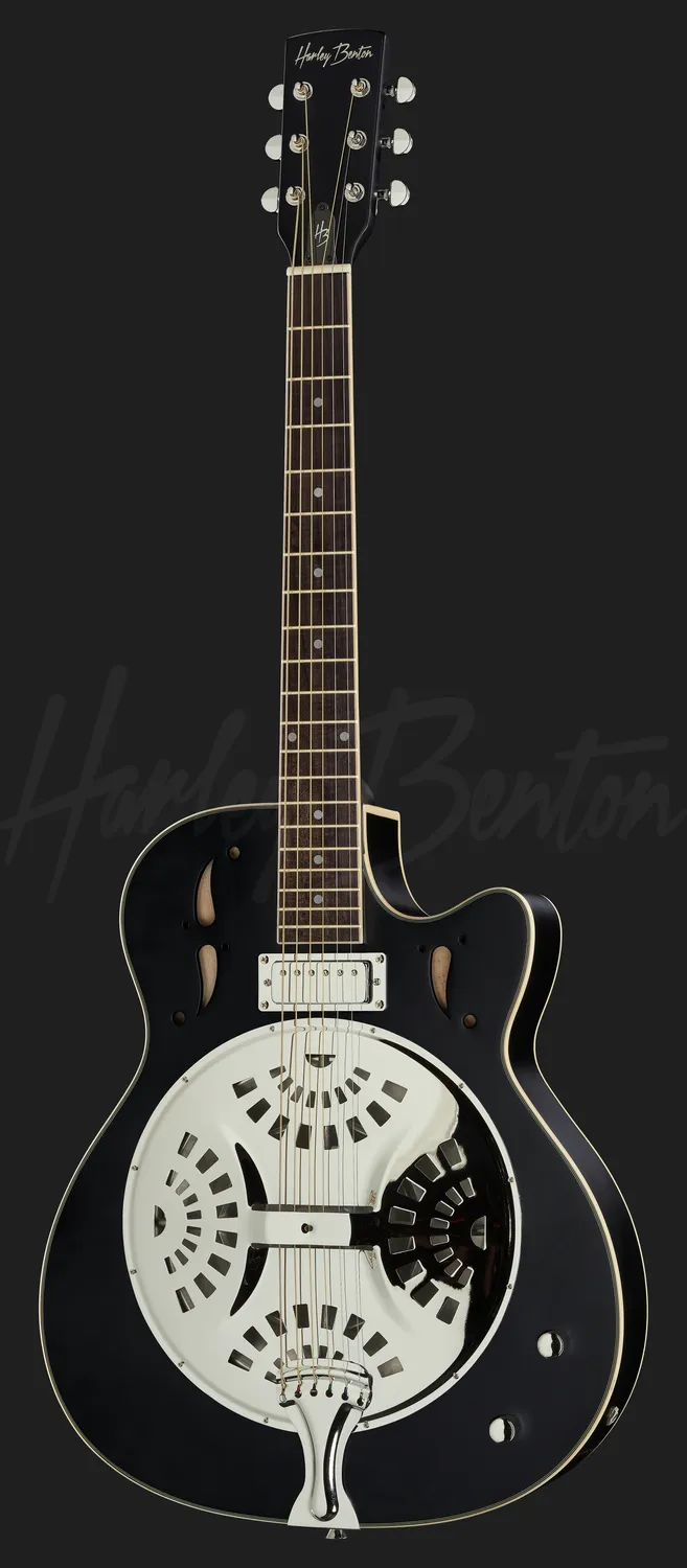 Harley Benton Santos CLN-150CE Resonatorgitarre Schwarz Spider