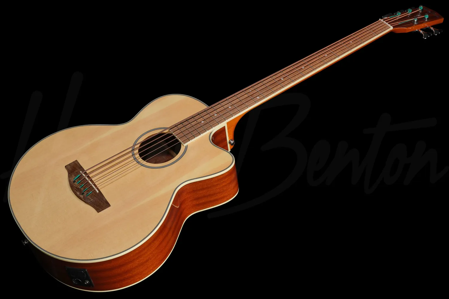 Harley Benton B-35 Akustikbass 5-saitig Natur Mahagoni