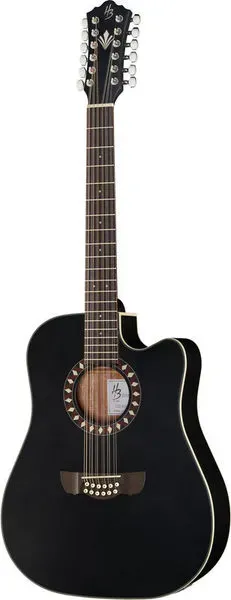 Harley Benton Custom Line CLD-10SCE-12 Westerngitarre 12-saitig Schwarz