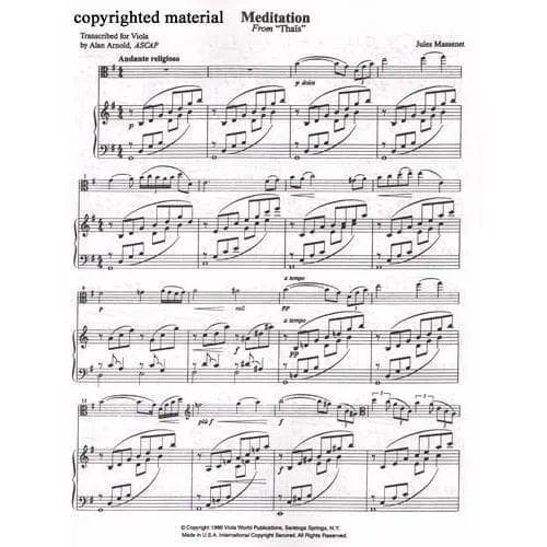 Viola World Massenet Méditation Thaïs Noten Viola Klavier