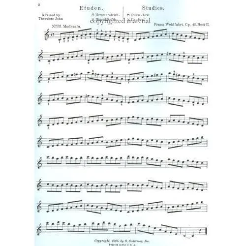 Schirmer Wohlfahrt 60 Etüden Op 45 Heft 2 Violine Noten