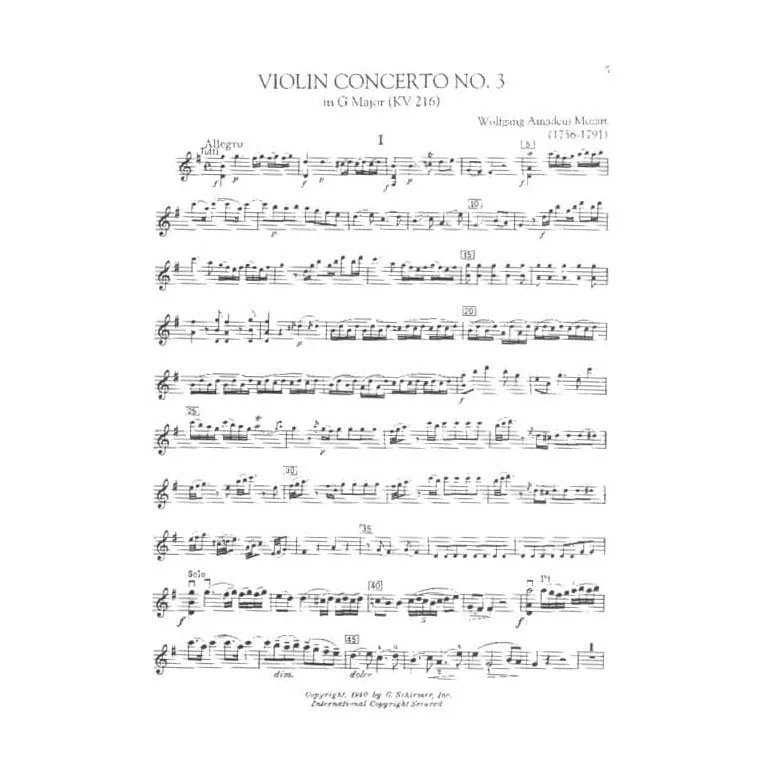 Mozart Violinkonzerte 3 4 5 Violine Noten Schirmer