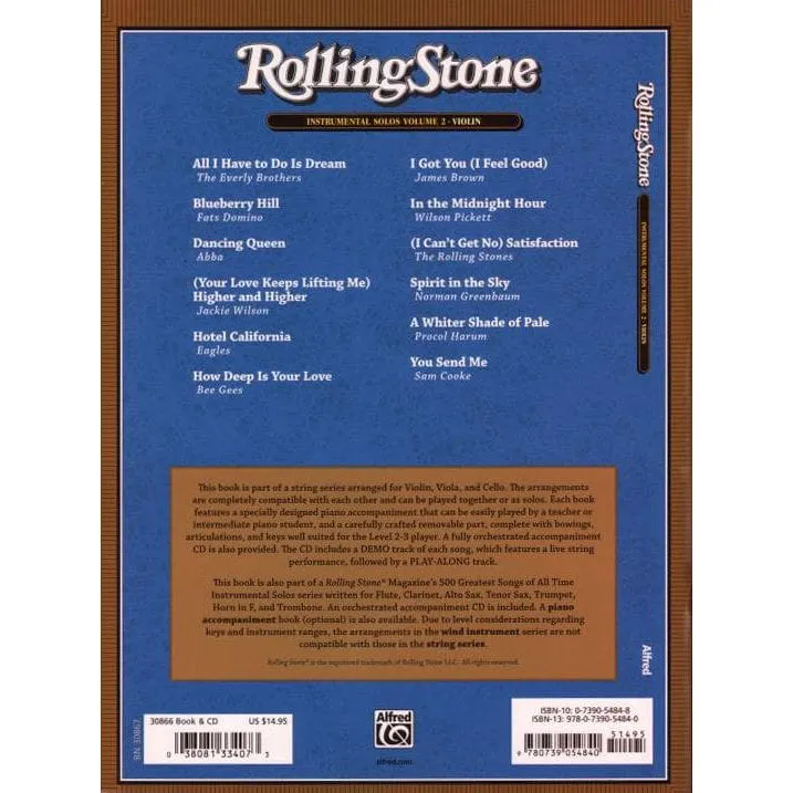 Alfred Rolling Stone 500 Songs Vol.2 Violine Klavier +CD