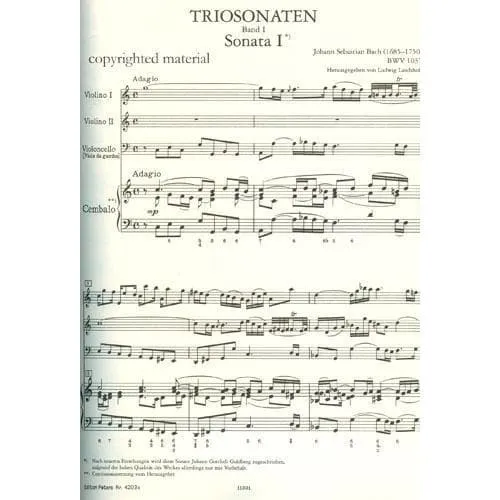 Bach Trio-Sonaten Vol 1 BWV 1037 1039 Noten 2 Geigen Klavier