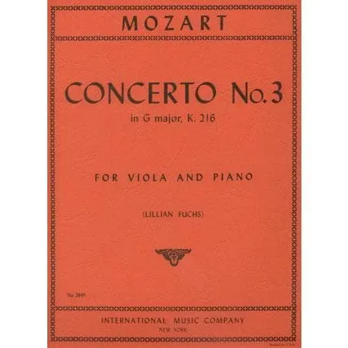 International Mozart Konzert Nr. 3 G-Dur K 216 Viola Noten