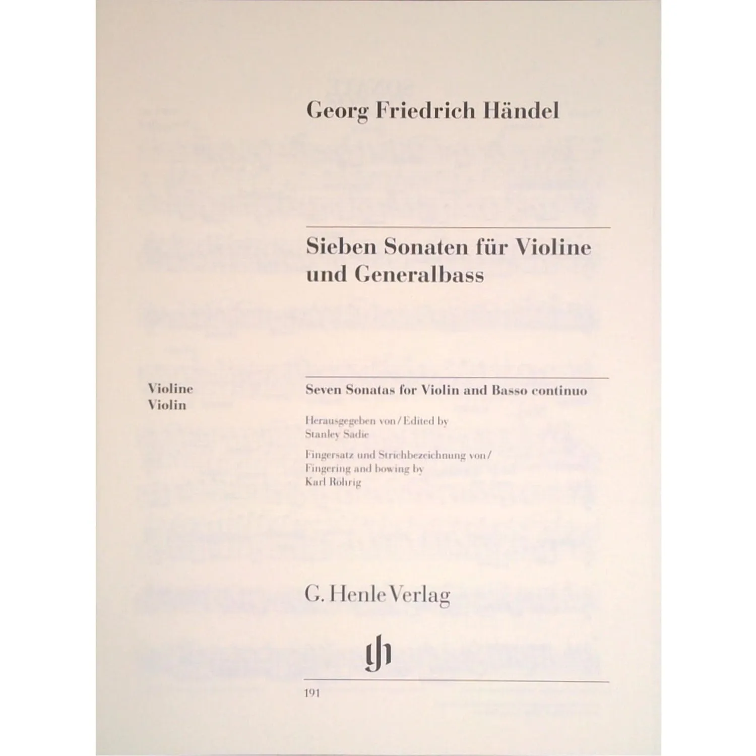 Henle Händel 7 Sonaten Violine Noten Urtext