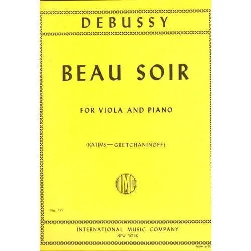 Shar Music Debussy Beau Soir Viola Klaviernoten