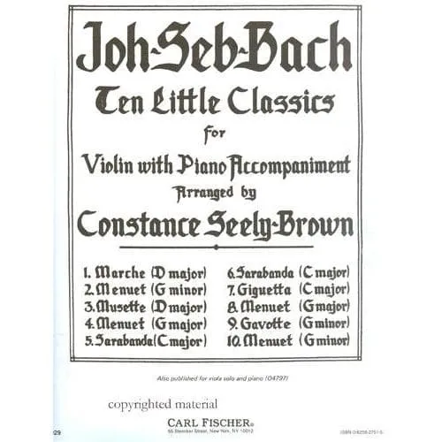 Bach 10 Little Classics Noten Violine Klavier Fischer leicht