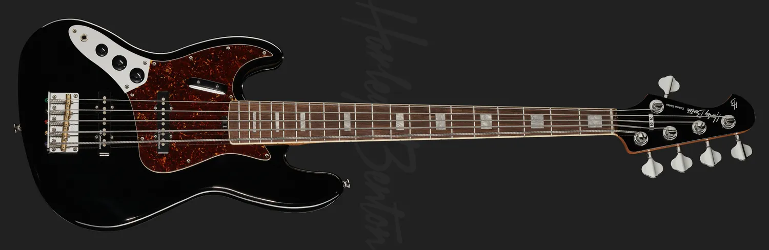 Harley Benton MV-5JB LH E-Bass Schwarz 5-saitig links