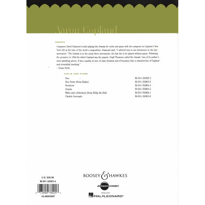 Boosey & Hawkes Copland Sonate Violinnoten Klavier