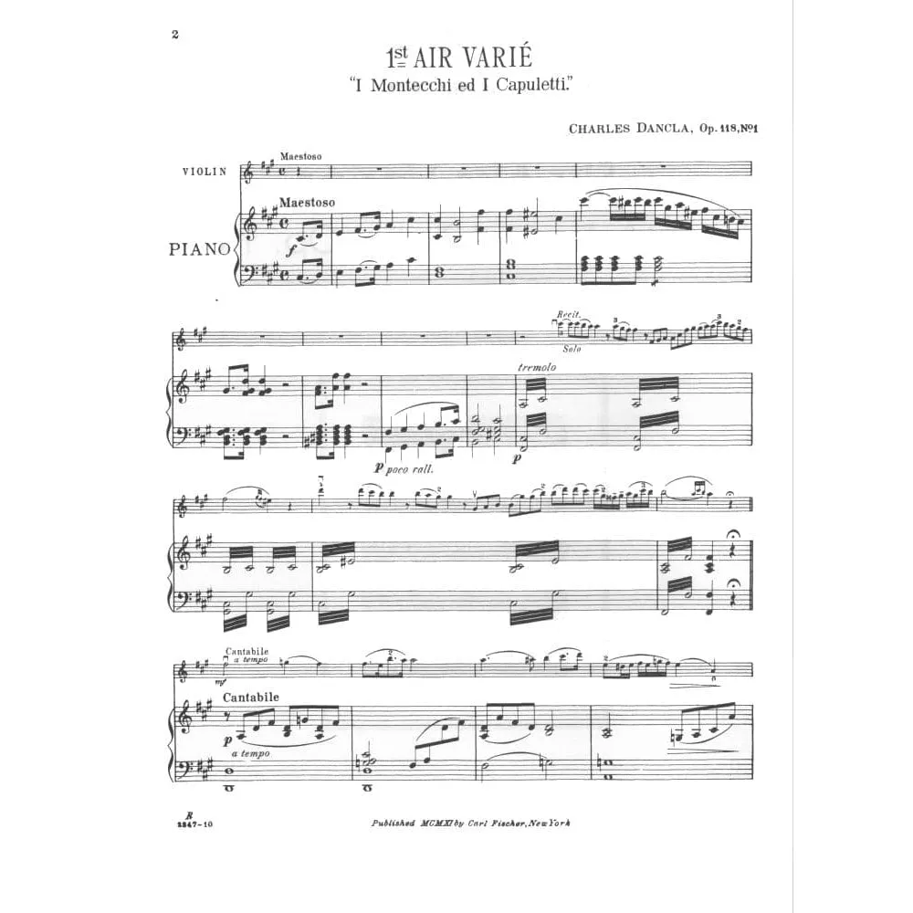 Carl Fischer Dancla 6 Airs Variés Op 118 Noten Violine