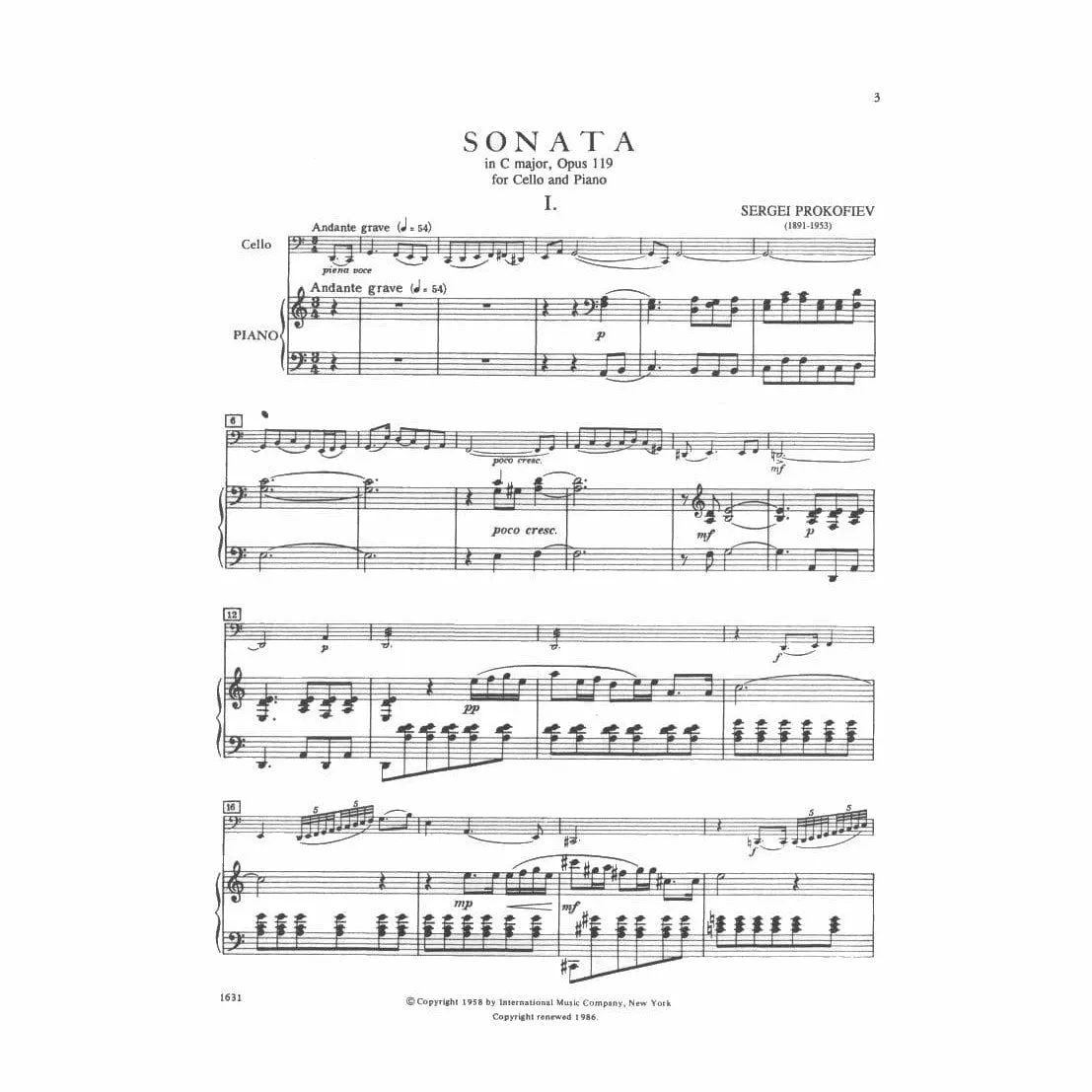 Shar Music Prokofiev Cello Sonata Op 119 Noten Cello Klavier