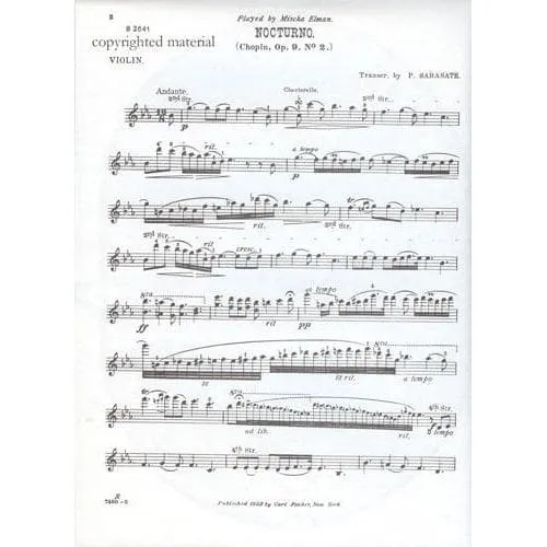 Carl Fischer Chopin Nocturne Es-Dur op. 9/2 Noten Violine