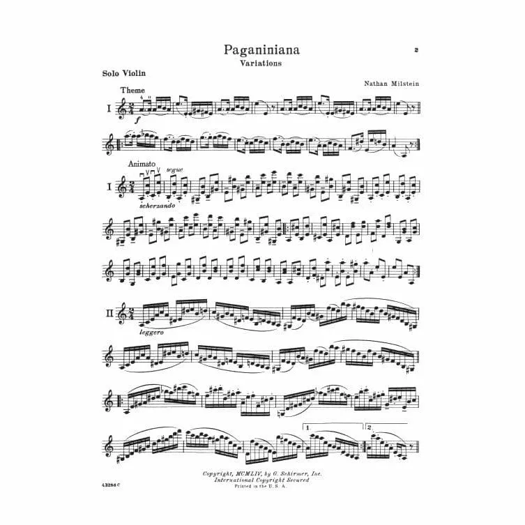 Milstein Paganiniana Variationen Solo Violine Noten